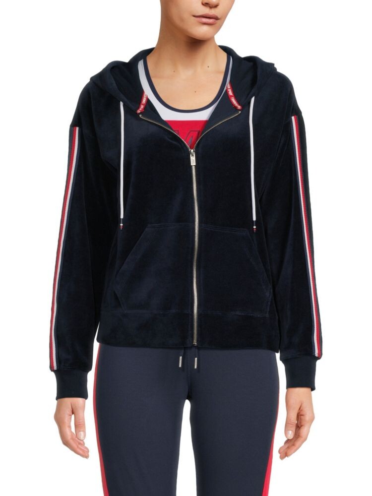 

Бархатная толстовка с заниженными плечами Tommy Hilfiger, темно-синий