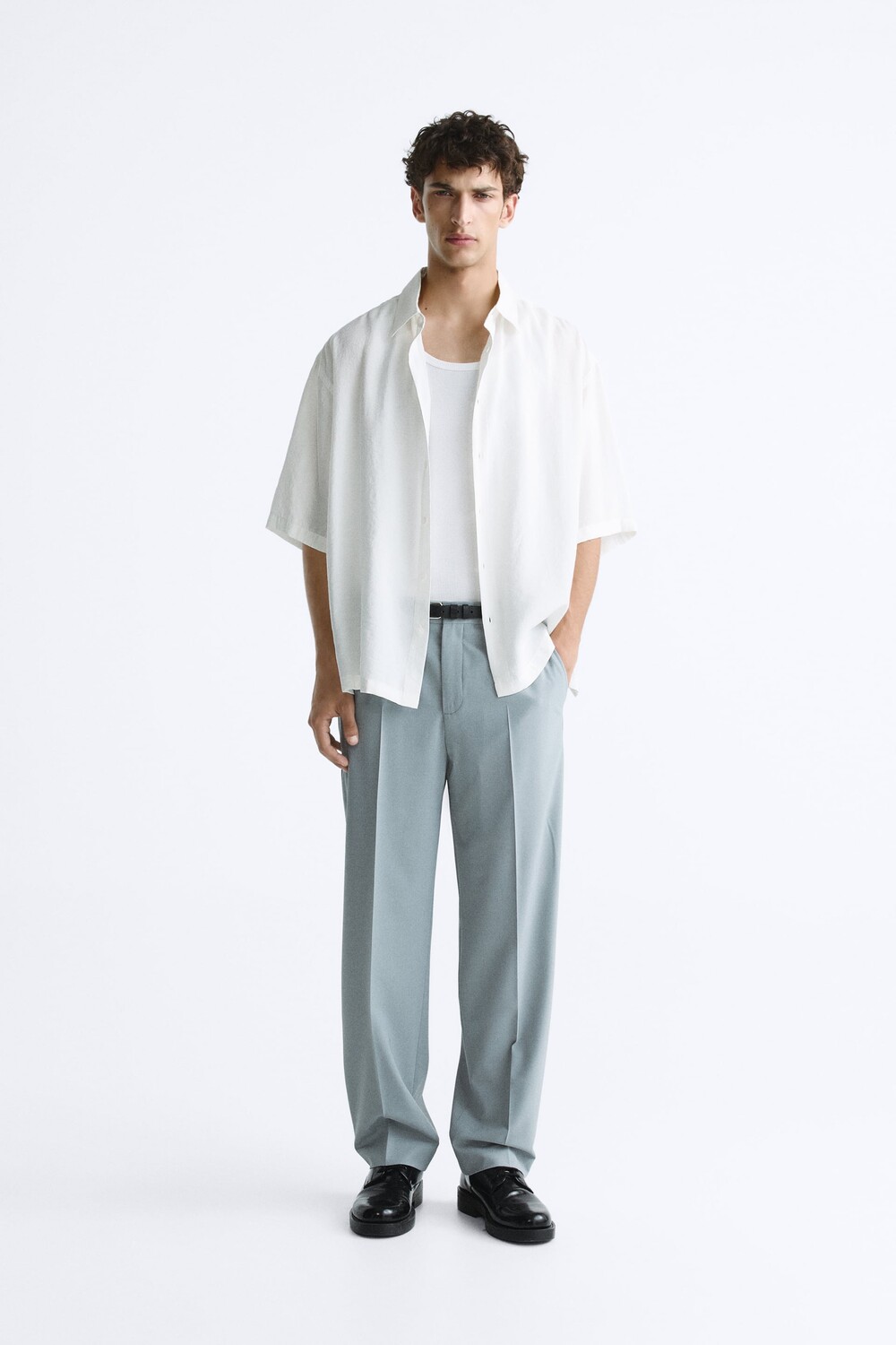 

Рубашка из модала Zara, устричный белый