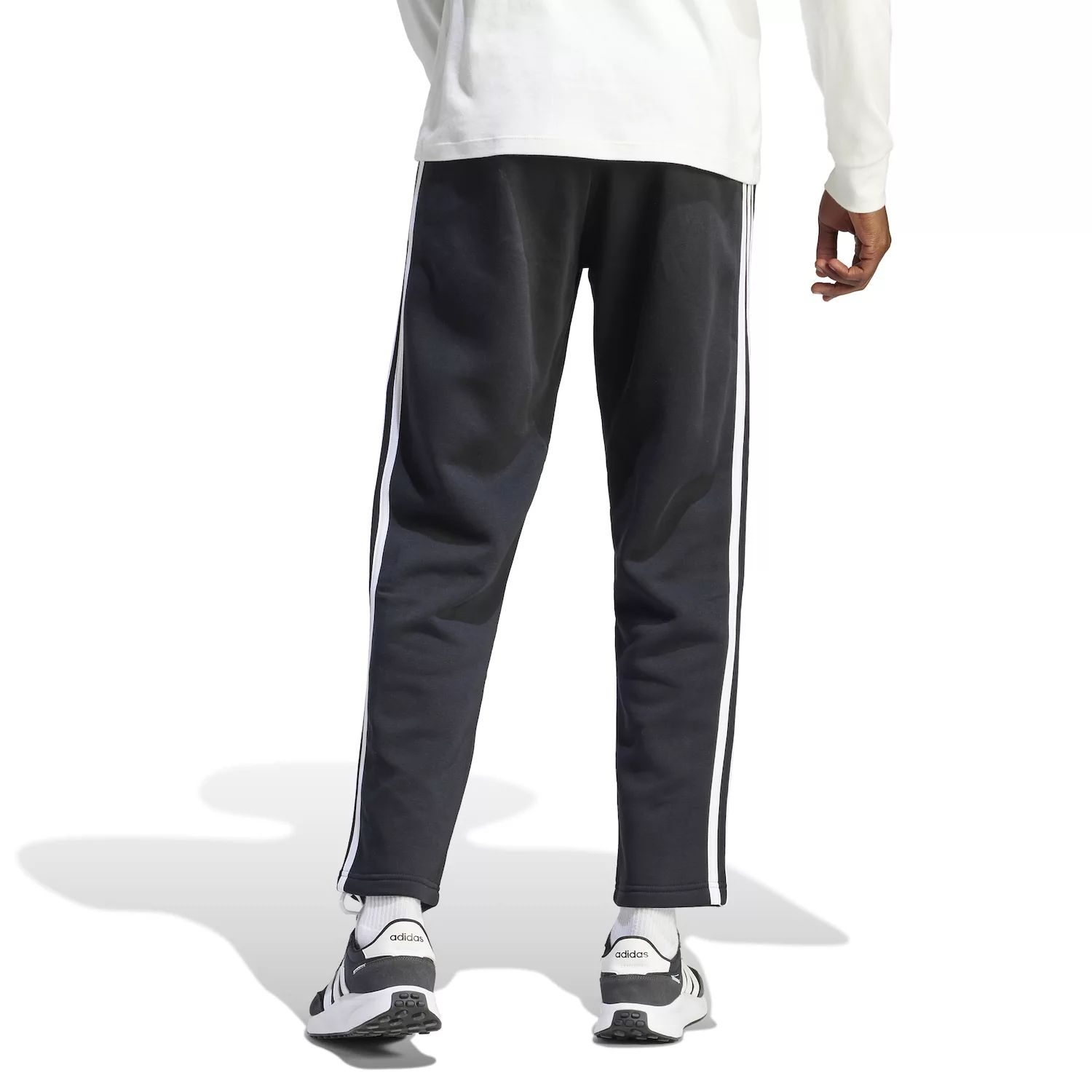 Мужские флисовые брюки с 3 полосками и открытым подолом adidas Essentials