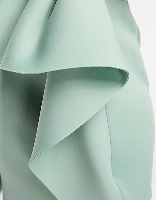 

Мятно-зеленая юбка миди с объемной оборкой на талии ASOS DESIGN