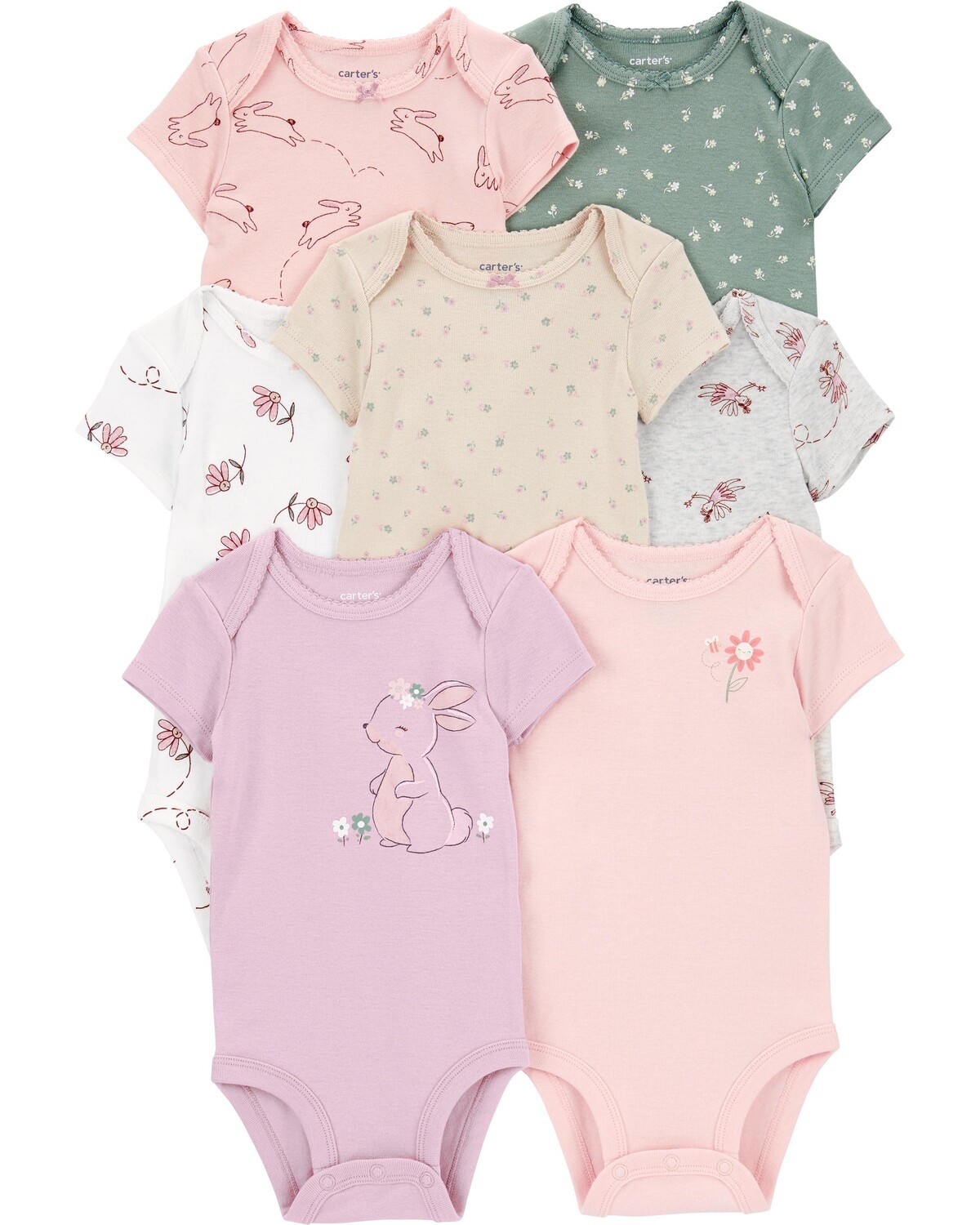 

Комплект из 7 оригинальных боди с короткими рукавами для малышей Carter's, мультиколор