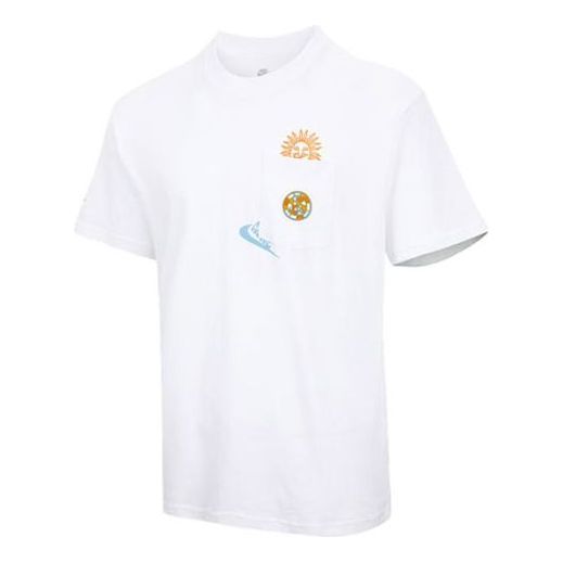 Футболка Men's Nike Cartoon Pattern Printing Round Neck Short Sleeve White T-Shirt, белый
