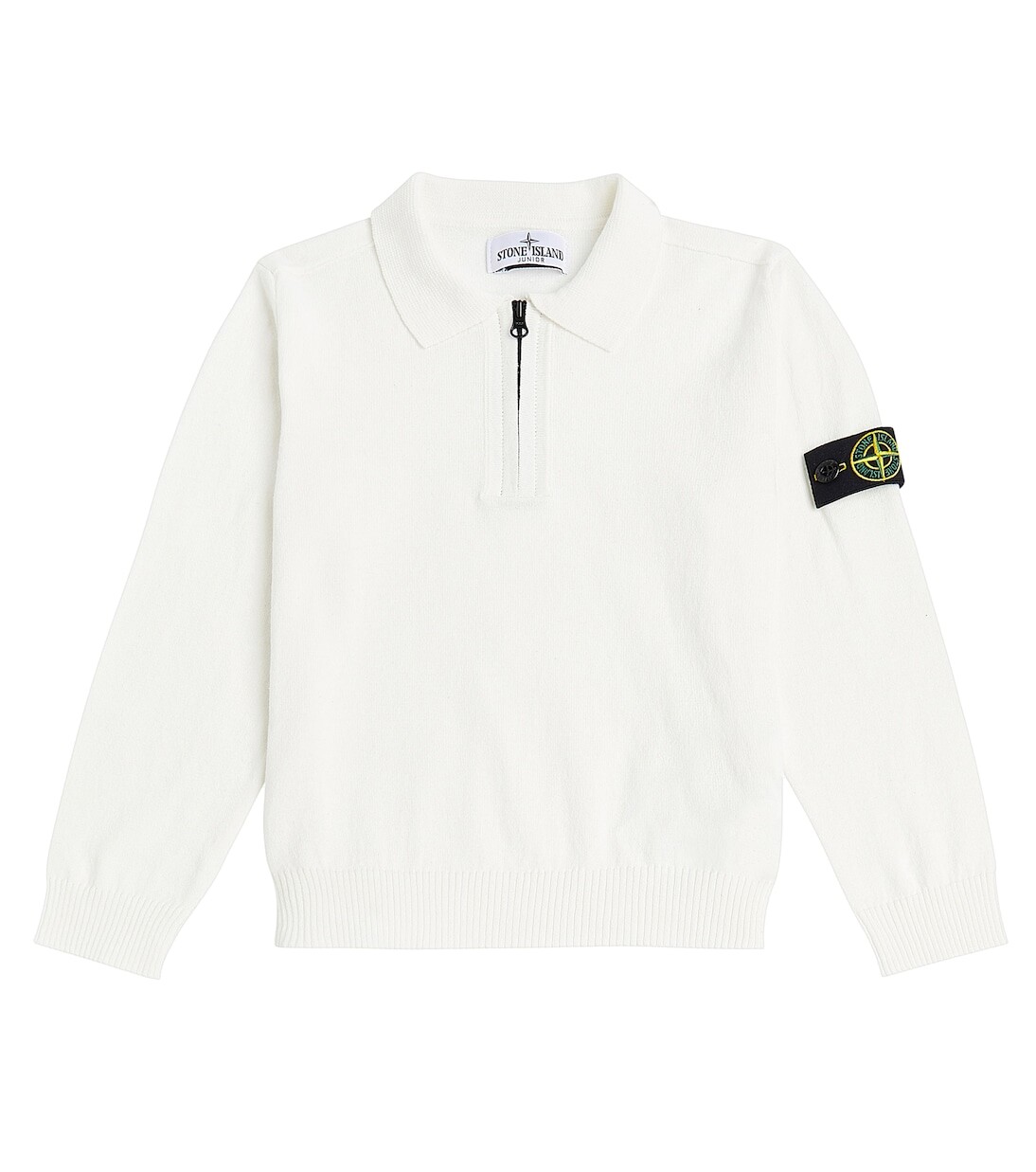 

Хлопковый свитер Compass с полумолнией Stone Island Junior, белый