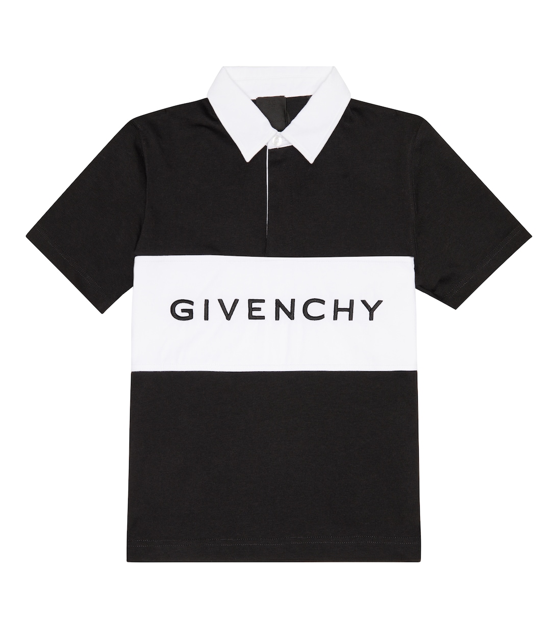 Хлопковая рубашка-поло с вышивкой Givenchy Kids, черный