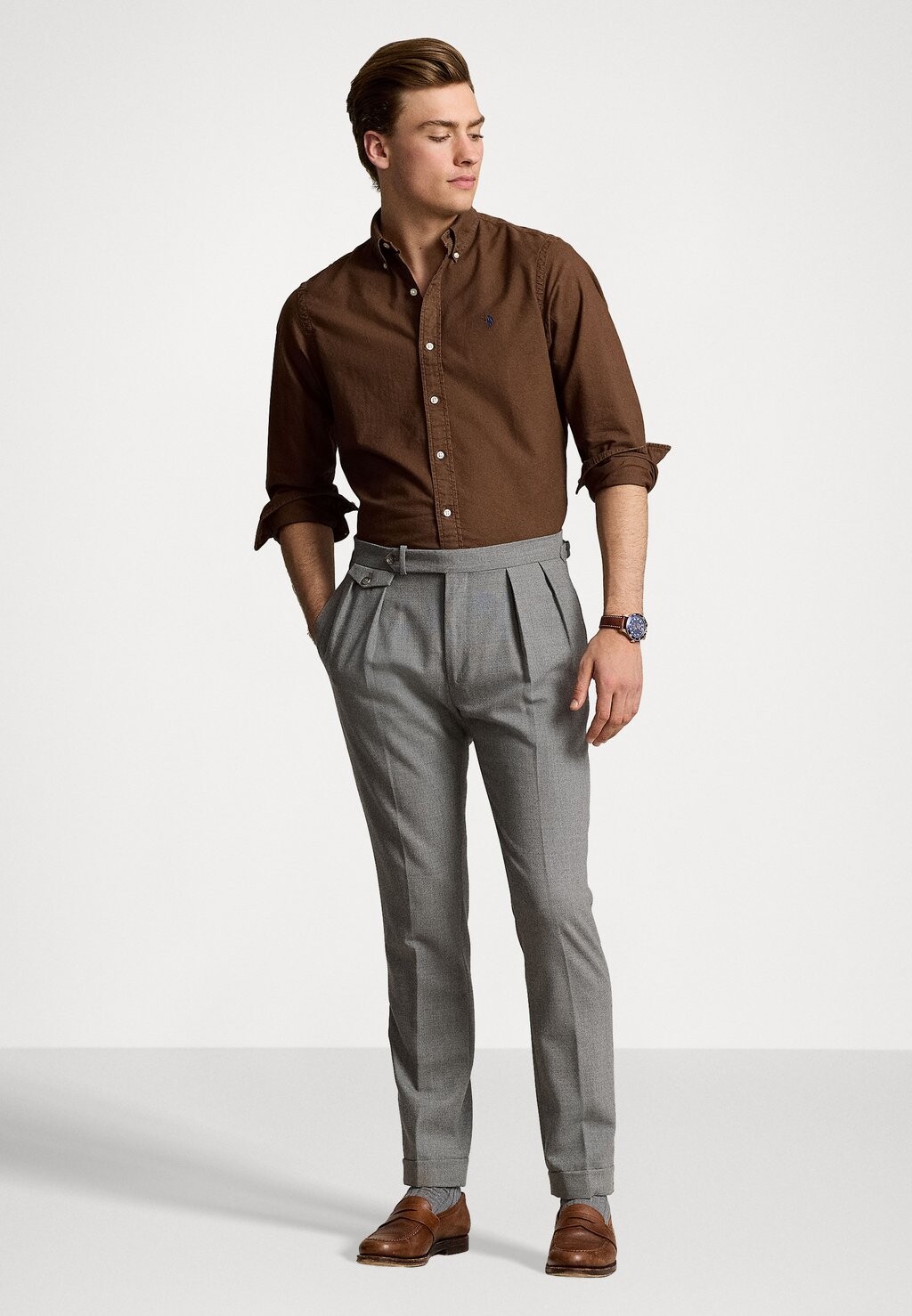 

Рубашка SLIM FIT GARMENT-DYED OXFORD SHIRT Ralph Lauren, светло-коричневый