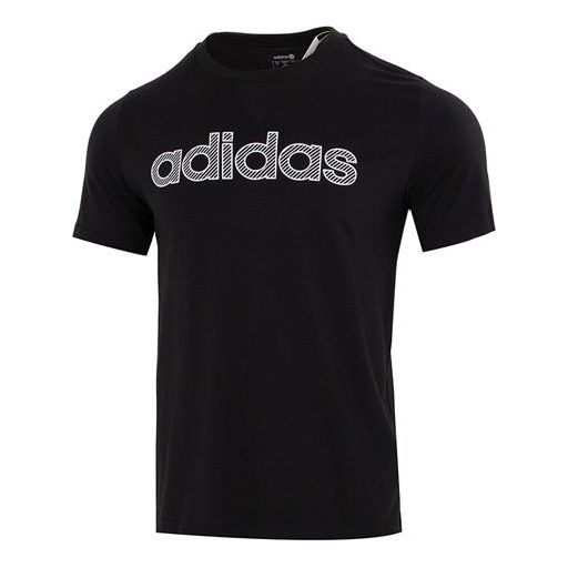 Футболка adidas neo Athleisure Casual Sports Breathable Alphabet Logo Solid Color Round Neck Short Sleeve Black, мультиколор