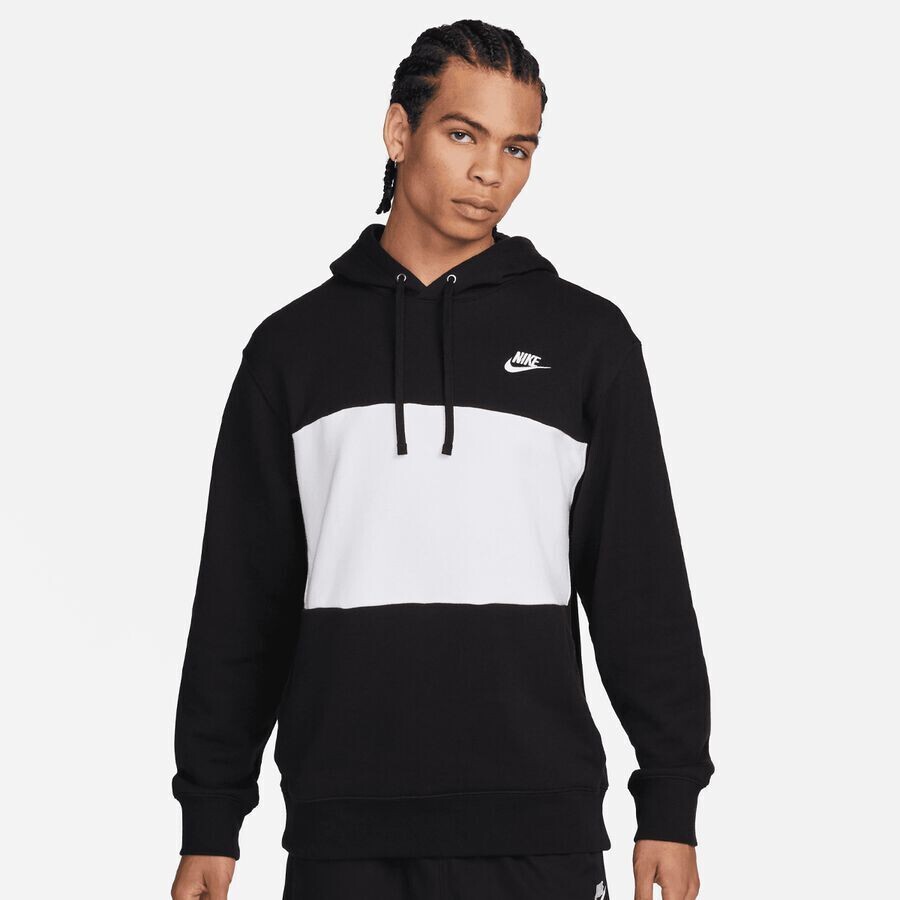 

Толстовка Club + French Terry с цветными блоками NIKE, цвет black/white/white
