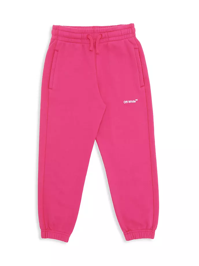 Резиновые спортивные штаны со стрелками для маленьких девочек и девочек Off-White, фуксия