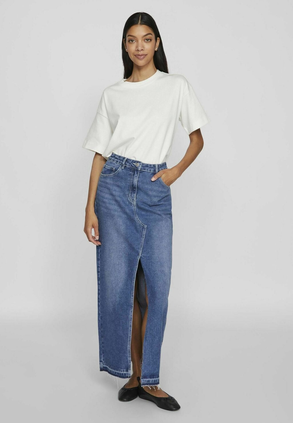 

Юбка макси HIGH WAIST VILA, синий деним