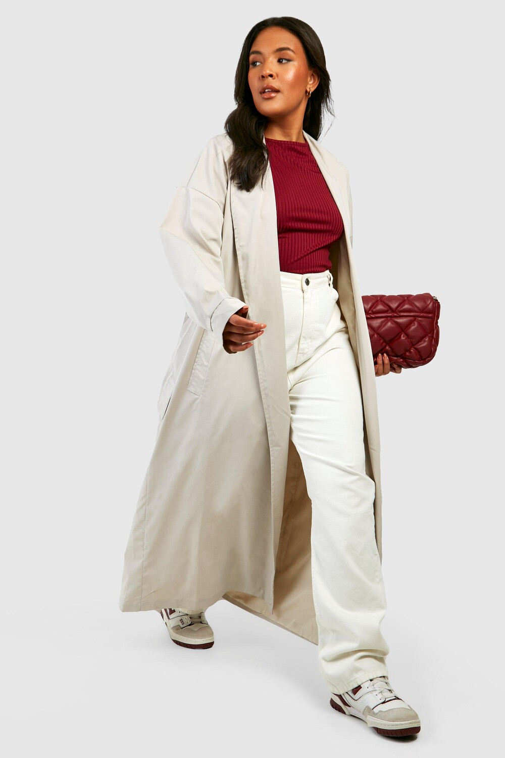 

Топ с длинными рукавами plus soft jumbo rib Boohoo, винный