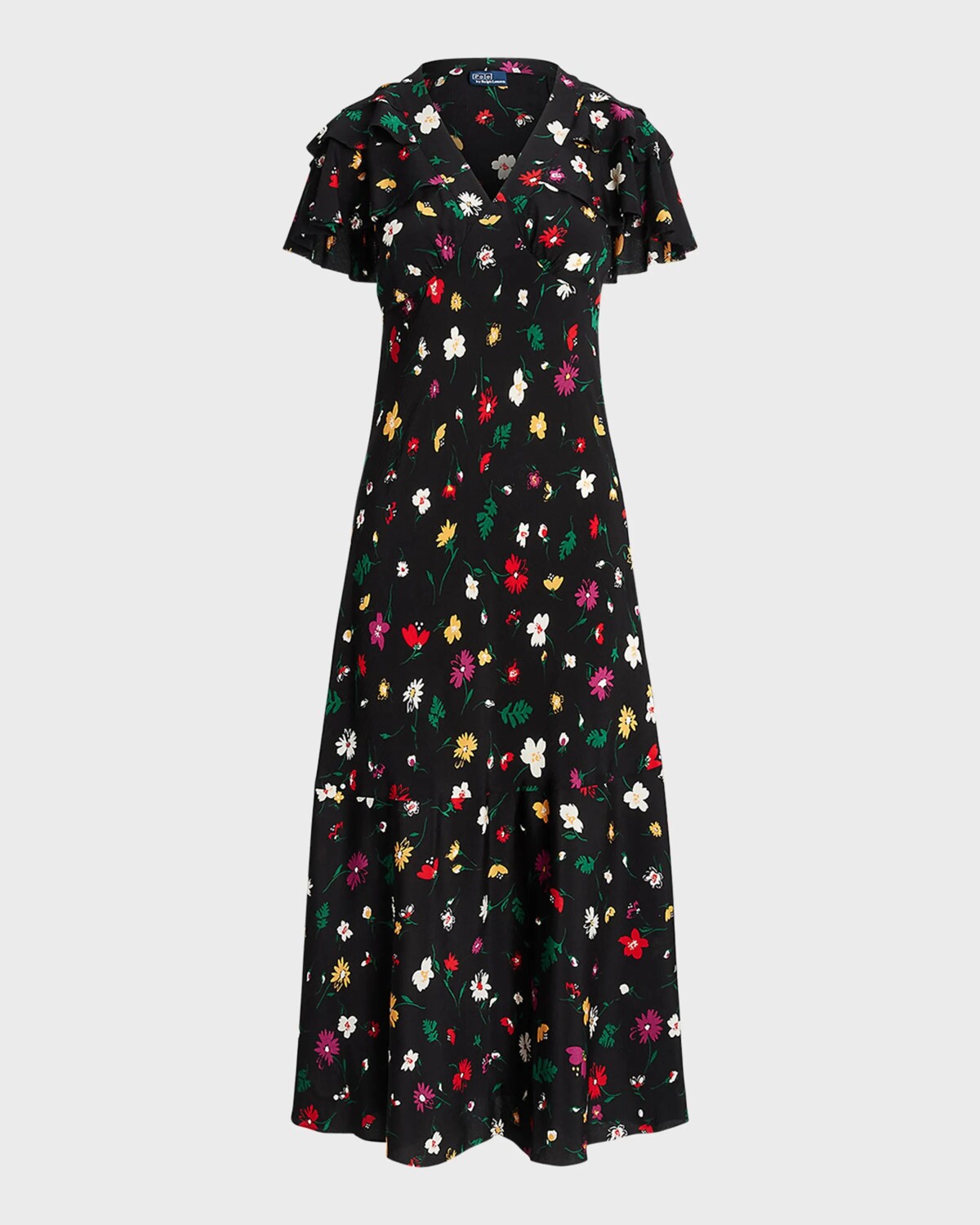 

Платье из шелкового крепа с цветочным принтом Polo Ralph Lauren, цвет Whimsy Bouquet