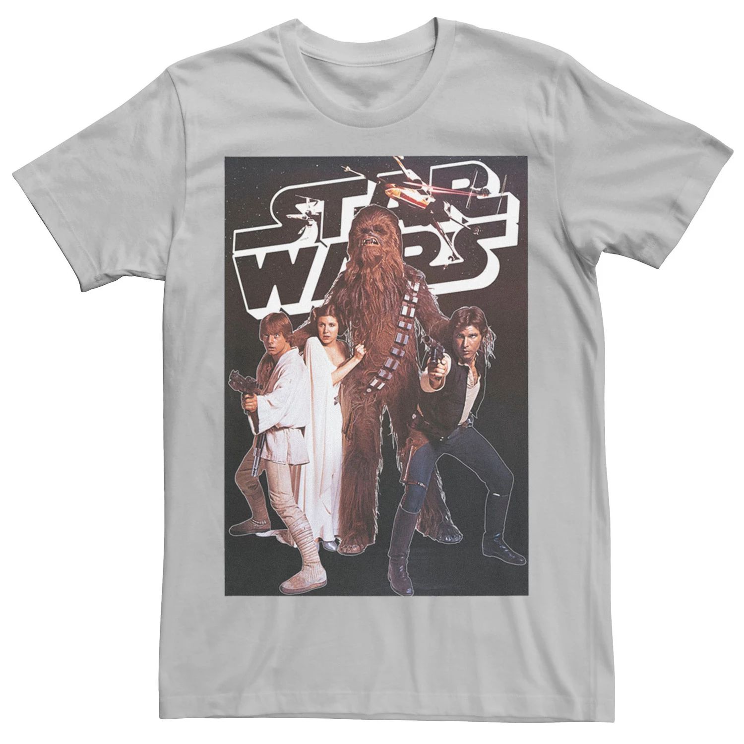 Мужская винтажная футболка с плакатом для группы «Звездные войны» Star Wars, серебристый