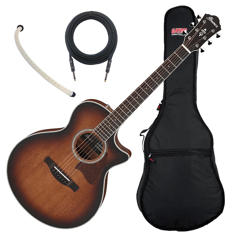 цена Акустическая гитара Ibanez AE240JR Acoustic Electric Guitar - Mahogany Sunburst BONUS PAK
