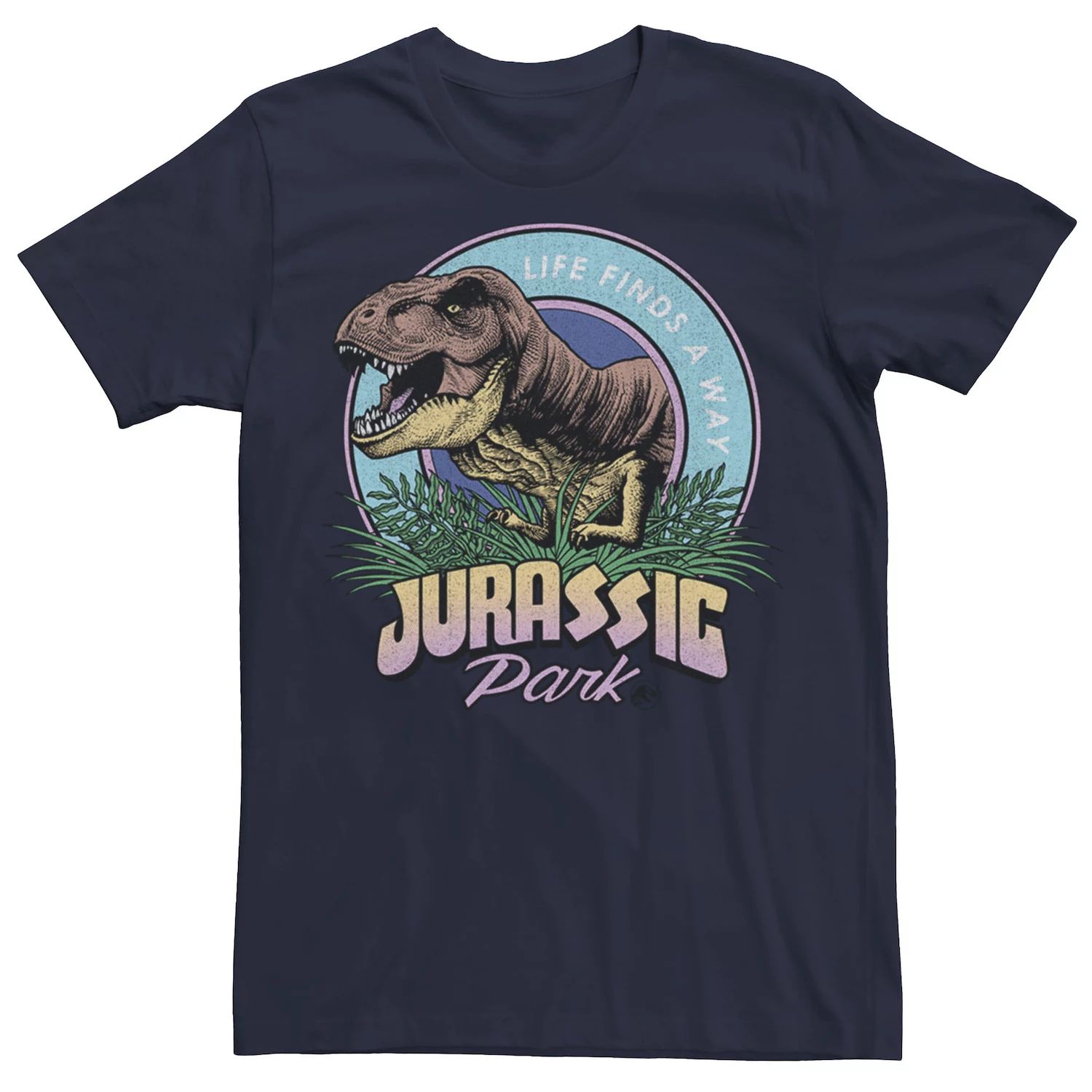 

Мужская футболка Jurassic Park Life Finds A Way с ярким графическим рисунком Licensed Character, синий