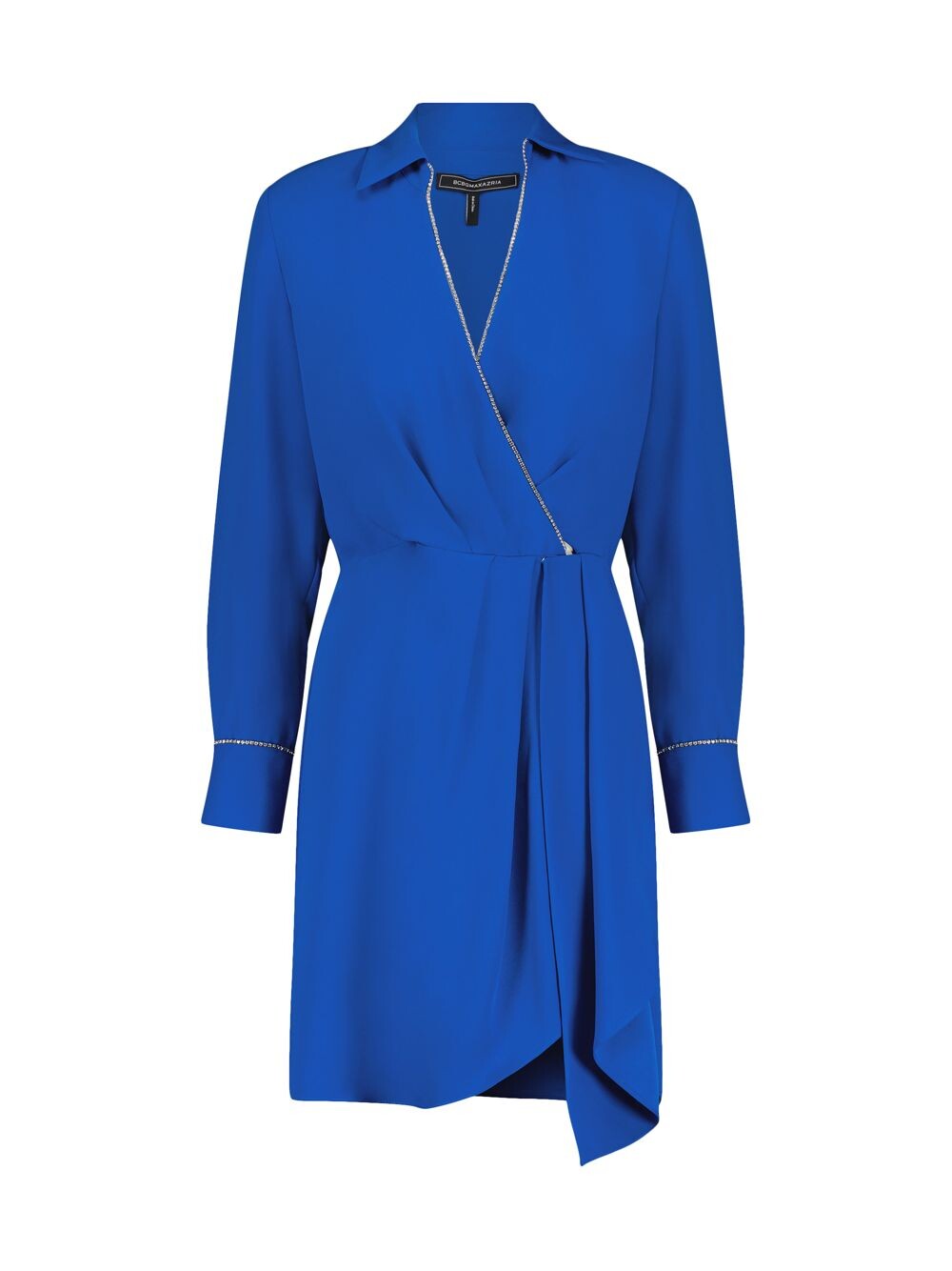 

Короткое вечернее платье с рюшами и украшением BCBGMAXAZRIA, синий