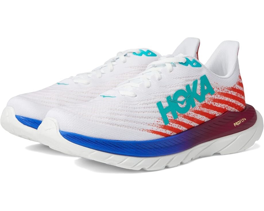 

Кроссовки Hoka Men's Mach 5, цвет White/Flame