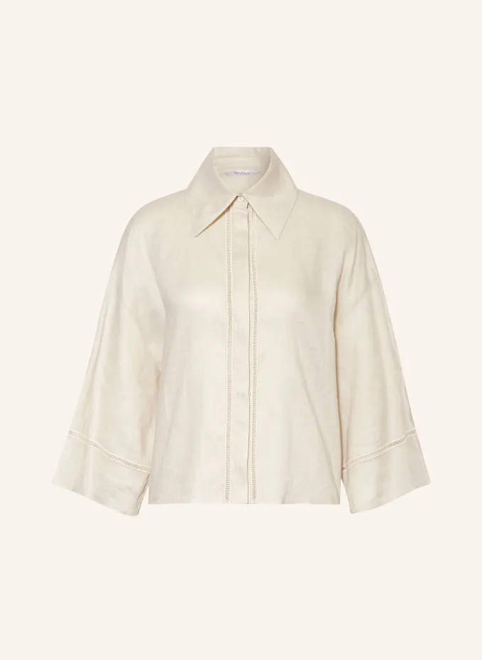 Блузка-рубашка robinia из льна с рукавами 3/4 Maxmara Leisure, экрю maxmara mm ilde v ddb u1 золотой