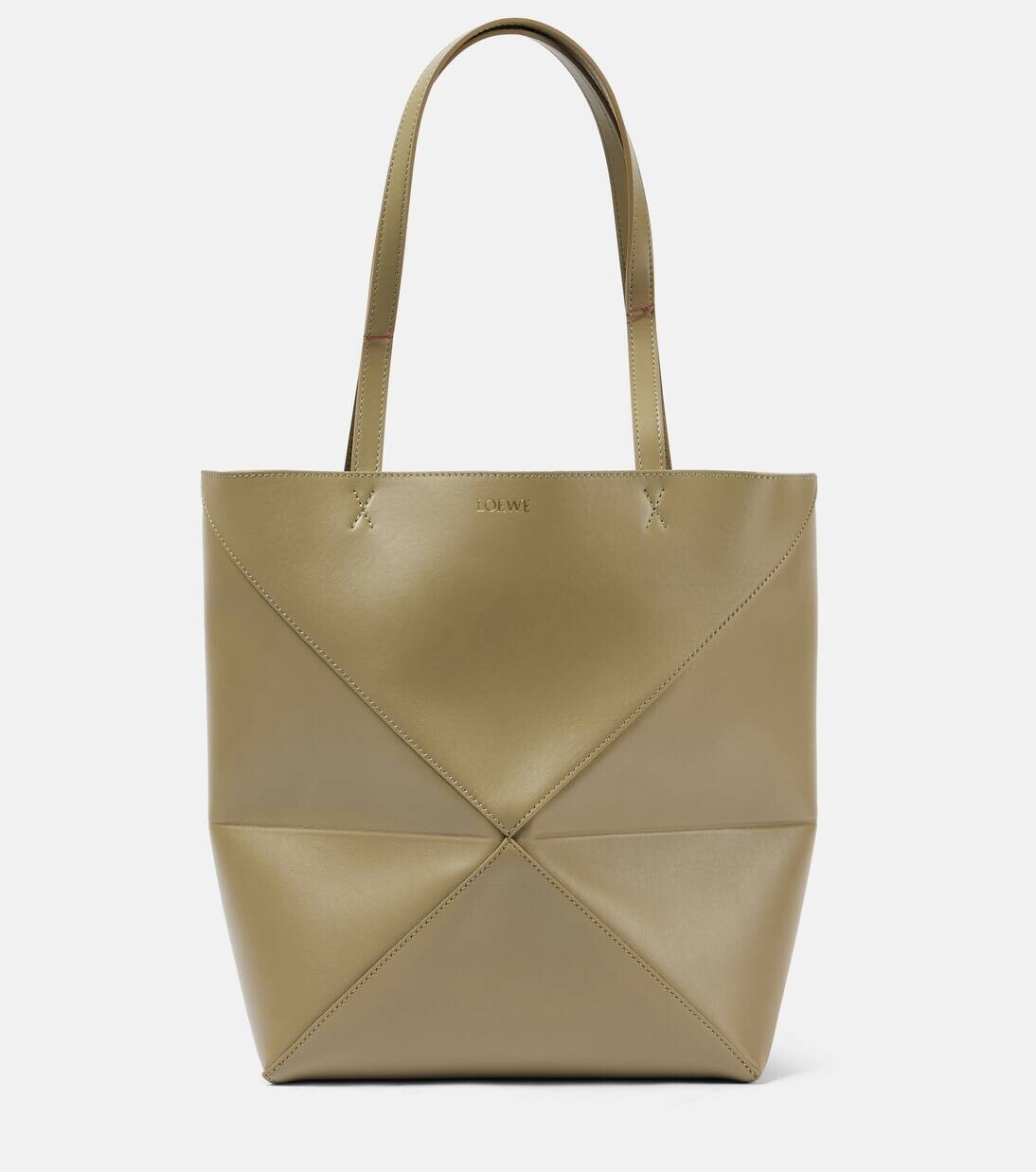 Кожаная сумка-тоут Puzzle Fold Medium Loewe, цвет eucalyptus green