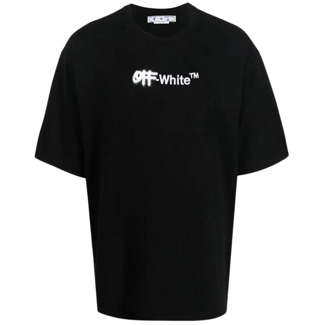 

Черная футболка оверсайз с логотипом Helvetica в виде спрея Off-White, черный