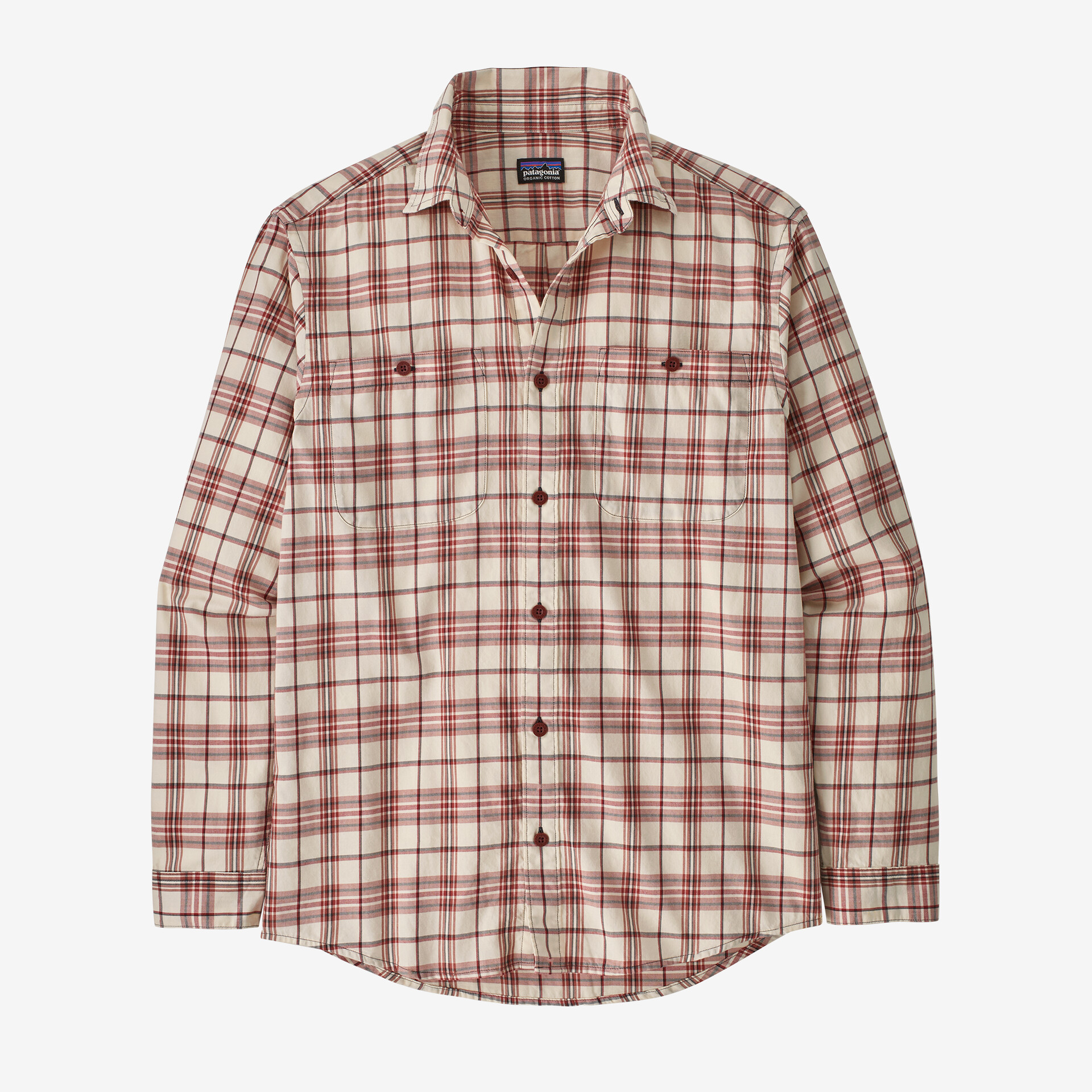 цена Мужская рубашка из хлопка пима с длинными рукавами Patagonia, красный