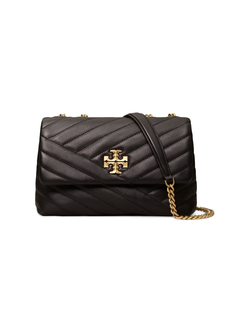 Кожаная сумка через плечо Kira Chevron Tory Burch, черный кошелек tory burch kira chevron черный