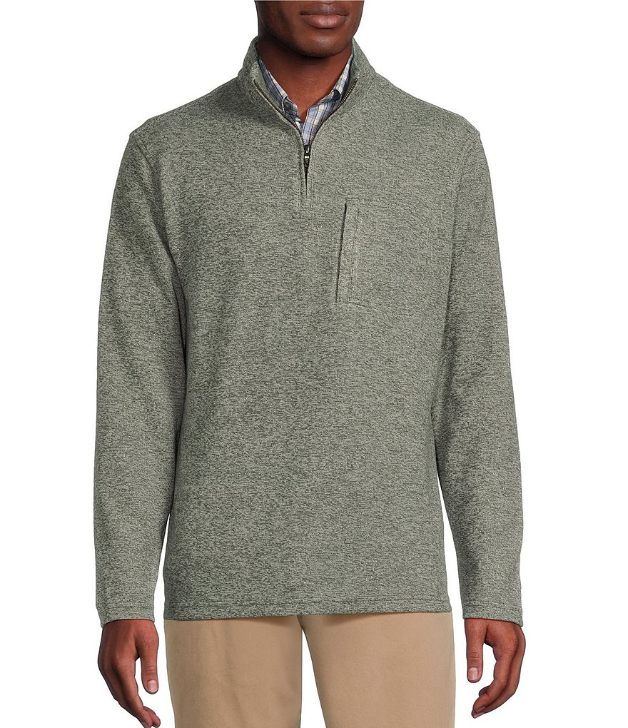Свитер Cremieux Blue Label, флисовый пуловер с молнией в четверть, зеленый