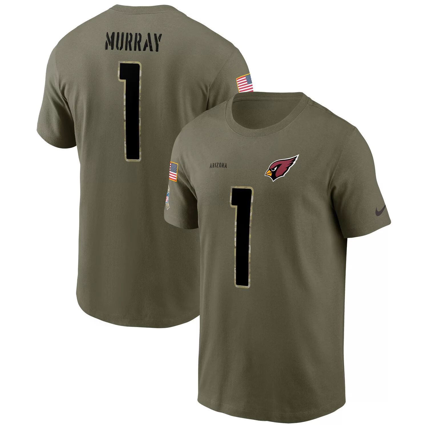 

Мужская футболка Kyler Murray Olive Arizona Cardinals 2022 Salute To Service с именем и номером Nike