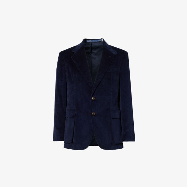 

Однобортный хлопковый пиджак с зубчатыми лацканами Polo Ralph Lauren, цвет newport navy