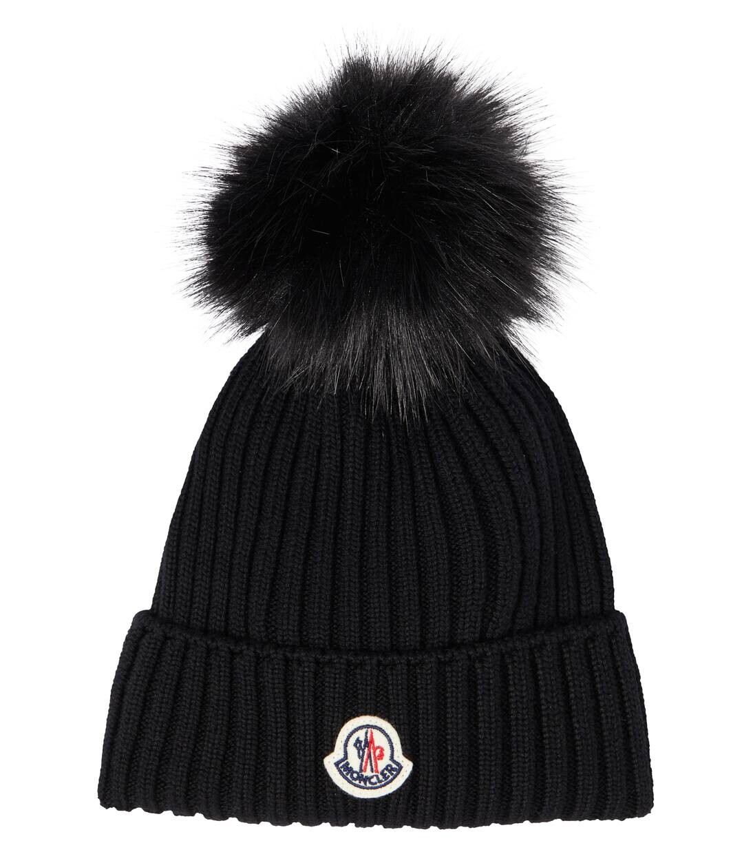 

Шапка из натуральной шерсти с логотипом Moncler Enfant, черный