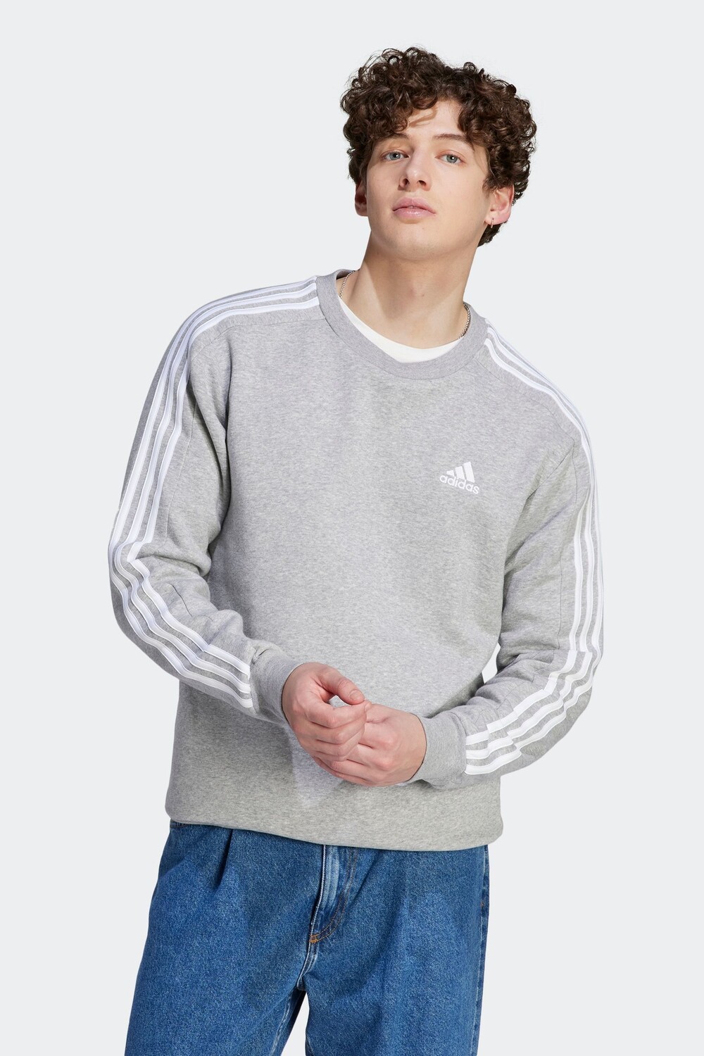

Флисовая толстовка Essentials с 3 полосками Adidas, серый