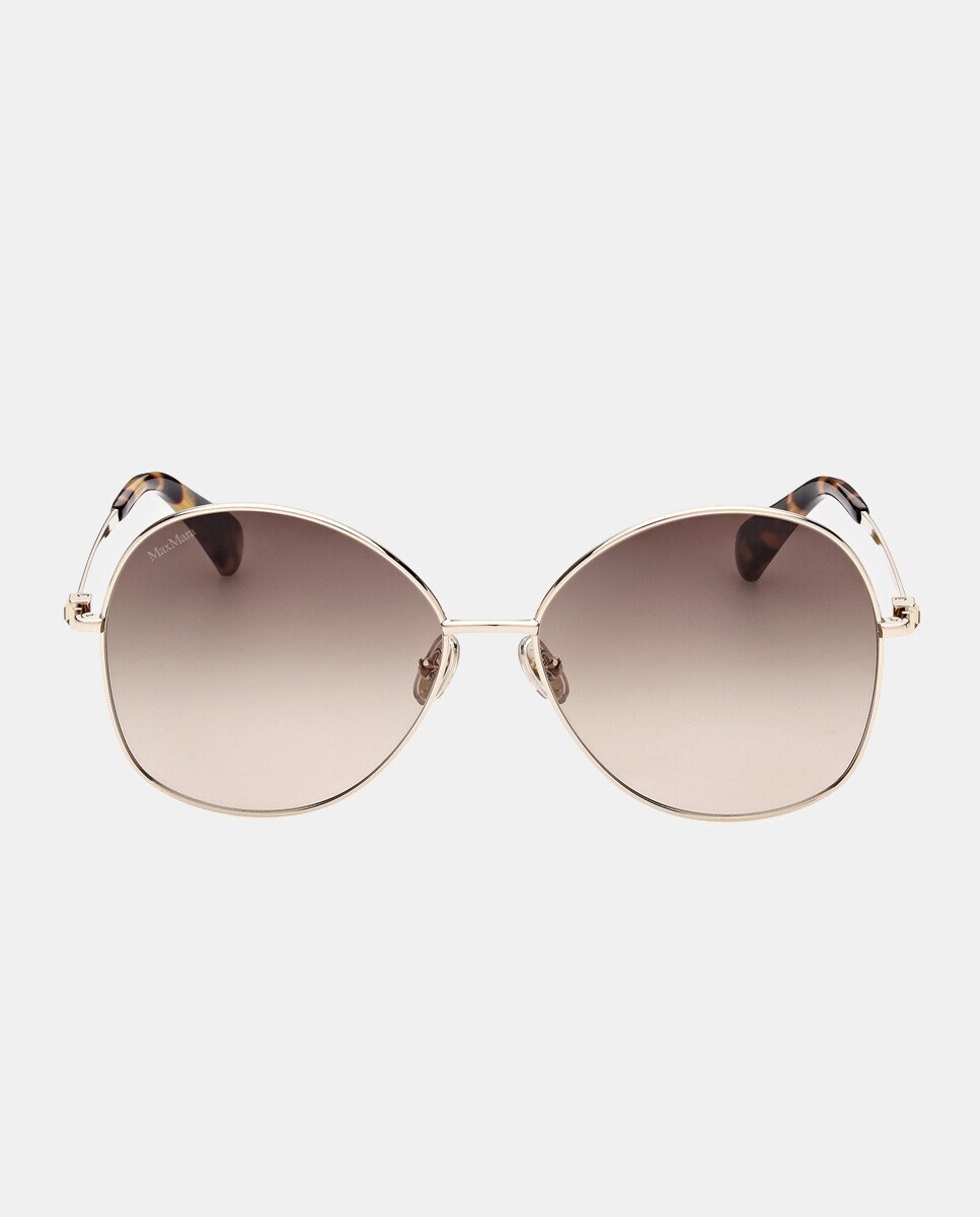 

Круглые женские солнцезащитные очки из золотистого металла Max Mara, золотой