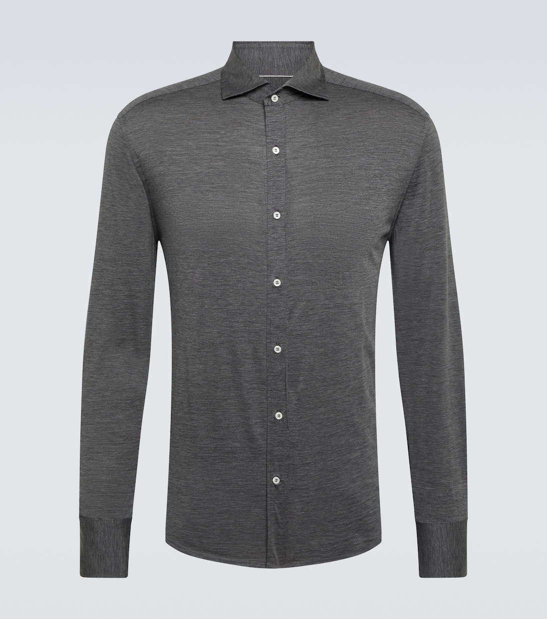 Рубашка из шелка и хлопка Brunello Cucinelli, серый