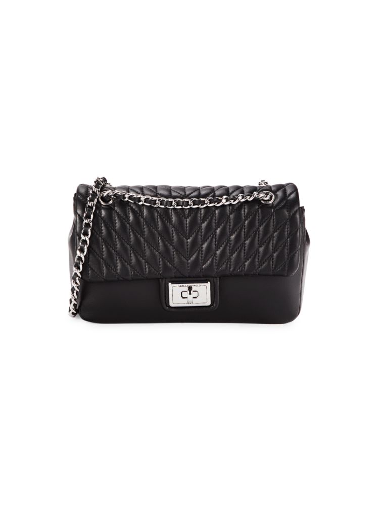 Кожаная сумка через плечо Karl Lagerfeld Paris, черный твидовая сумка через плечо corinne karl lagerfeld paris мультиколор