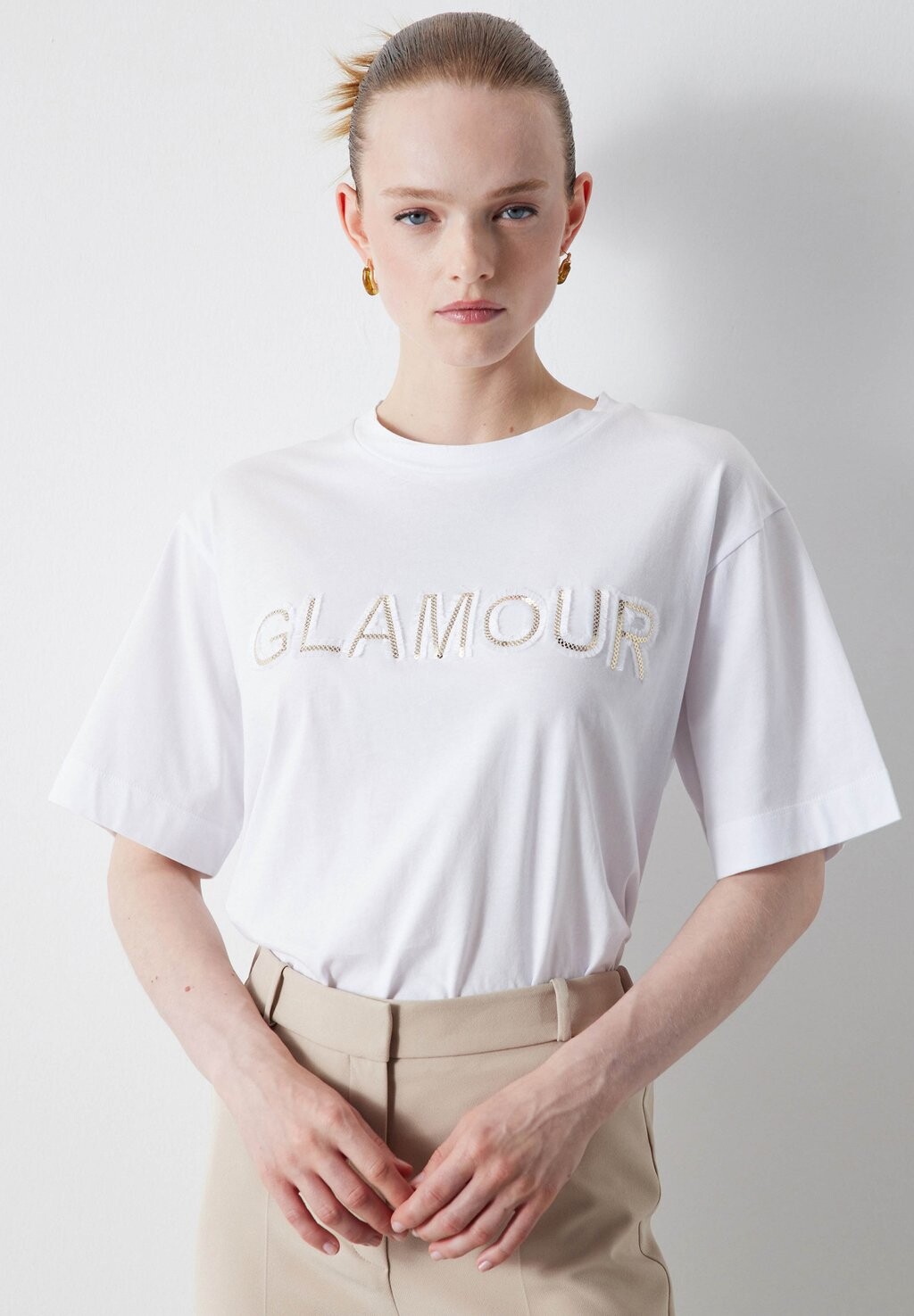 

Футболка с принтом SEQUIN EMBROIDERED Ipekyol, белый
