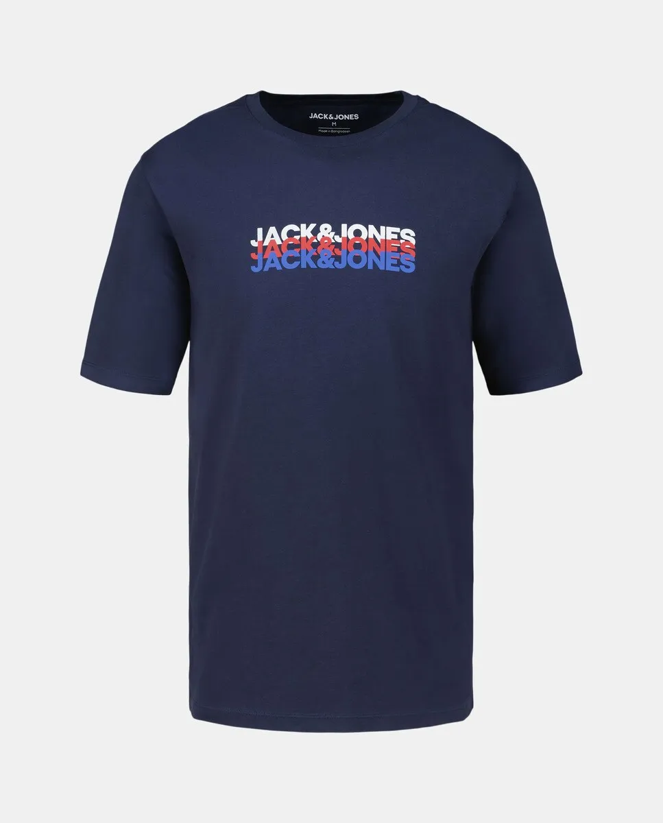 

Мужская футболка с короткими рукавами и принтом спереди Jack & Jones, синий