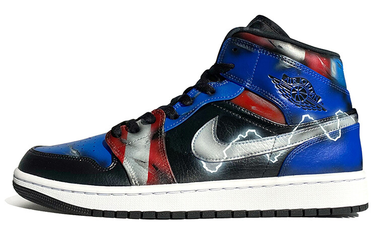 

Мужские кроссовки Air Jodan 1 Mid Captain America Customs, черные/синие