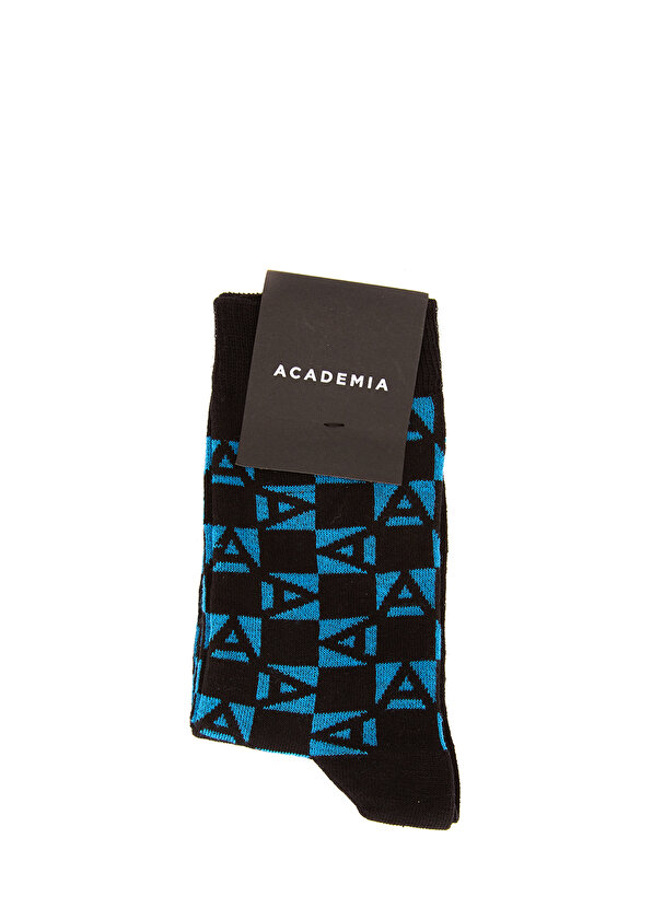 Темно-синие женские жаккардовые носки с логотипом Academia