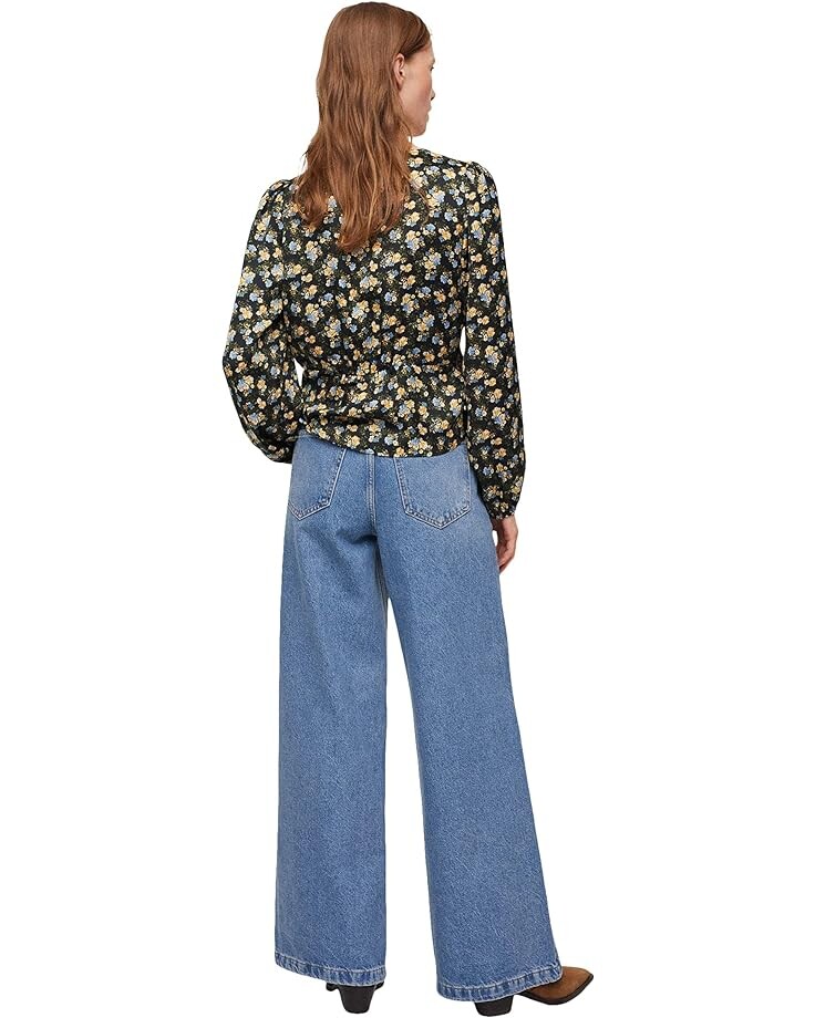

Блуза MANGO Marlene Floral Print Blouse, черный