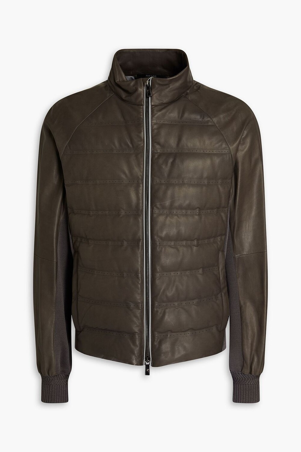 

Стеганая куртка из перфорированной кожи ZEGNA, серо-коричневый