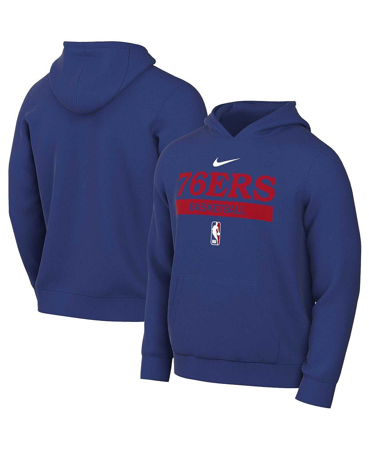 Мужской пуловер с капюшоном для тренировок на корте Royal Philadelphia 76ers 2022/23 Spotlight Nike