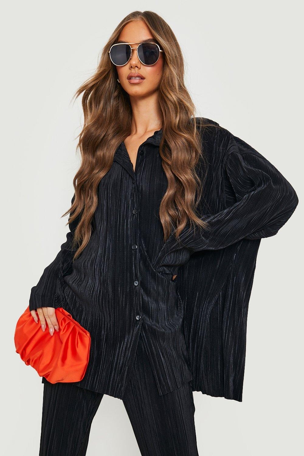 

Рубашка свободного кроя оверсайз Boohoo, черный