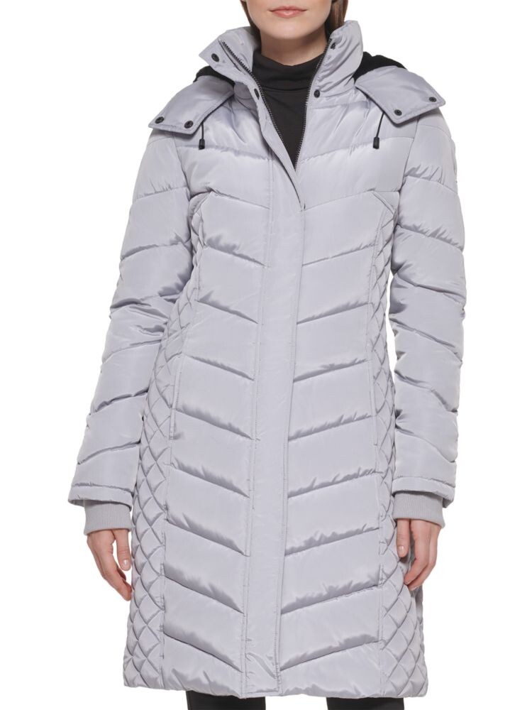 

Стеганое пуховик смешанного типа Kenneth Cole, серый
