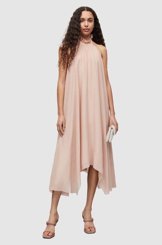 

ALAYA DRESS шелковое платье AllSaints, розовый