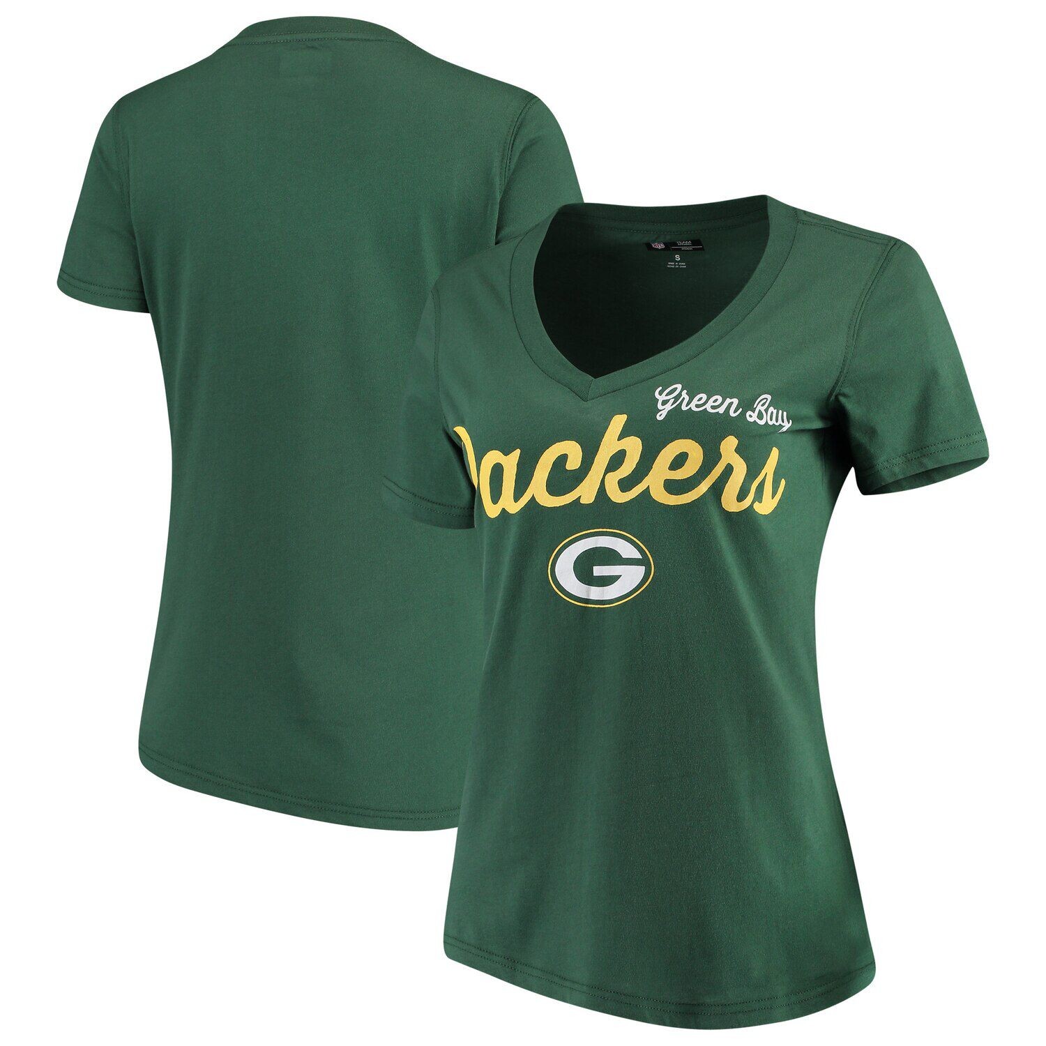 

Женская футболка G-III 4Her by Carl Banks Green Green Bay Packers Post Season с v-образным вырезом G-III