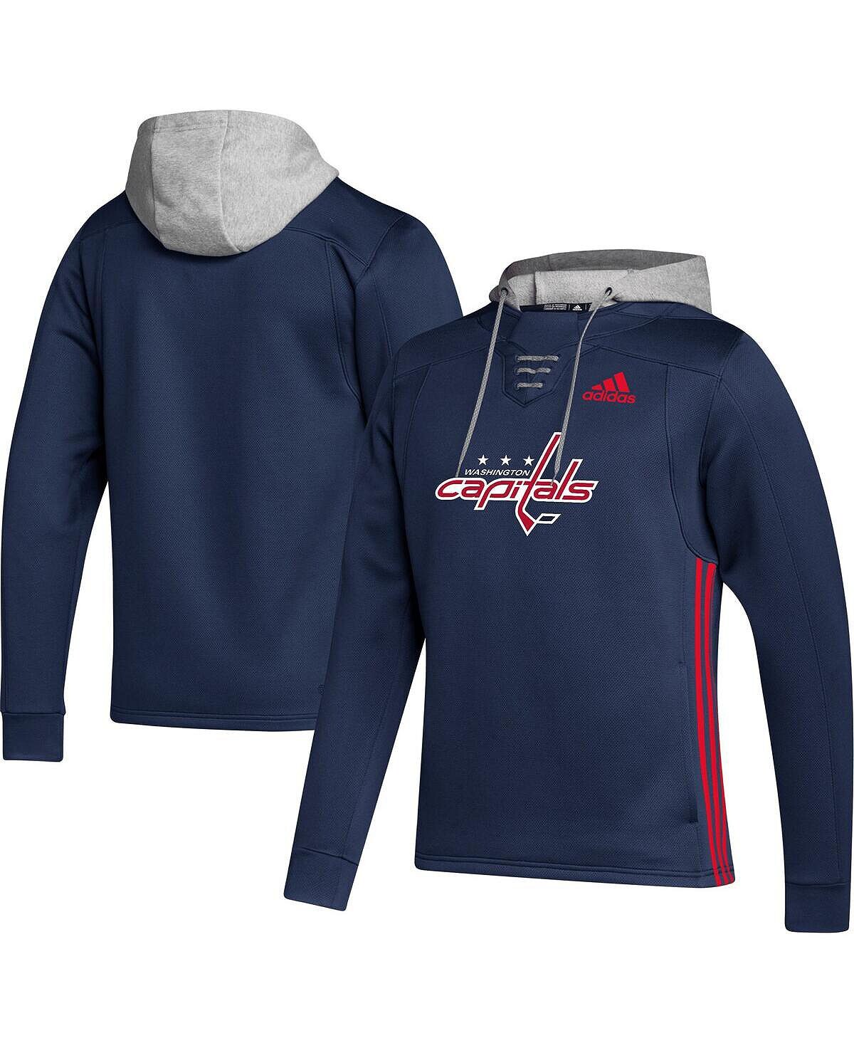 

Мужской темно-синий пуловер с капюшоном Washington Capitals из кружева Primeblue Team adidas
