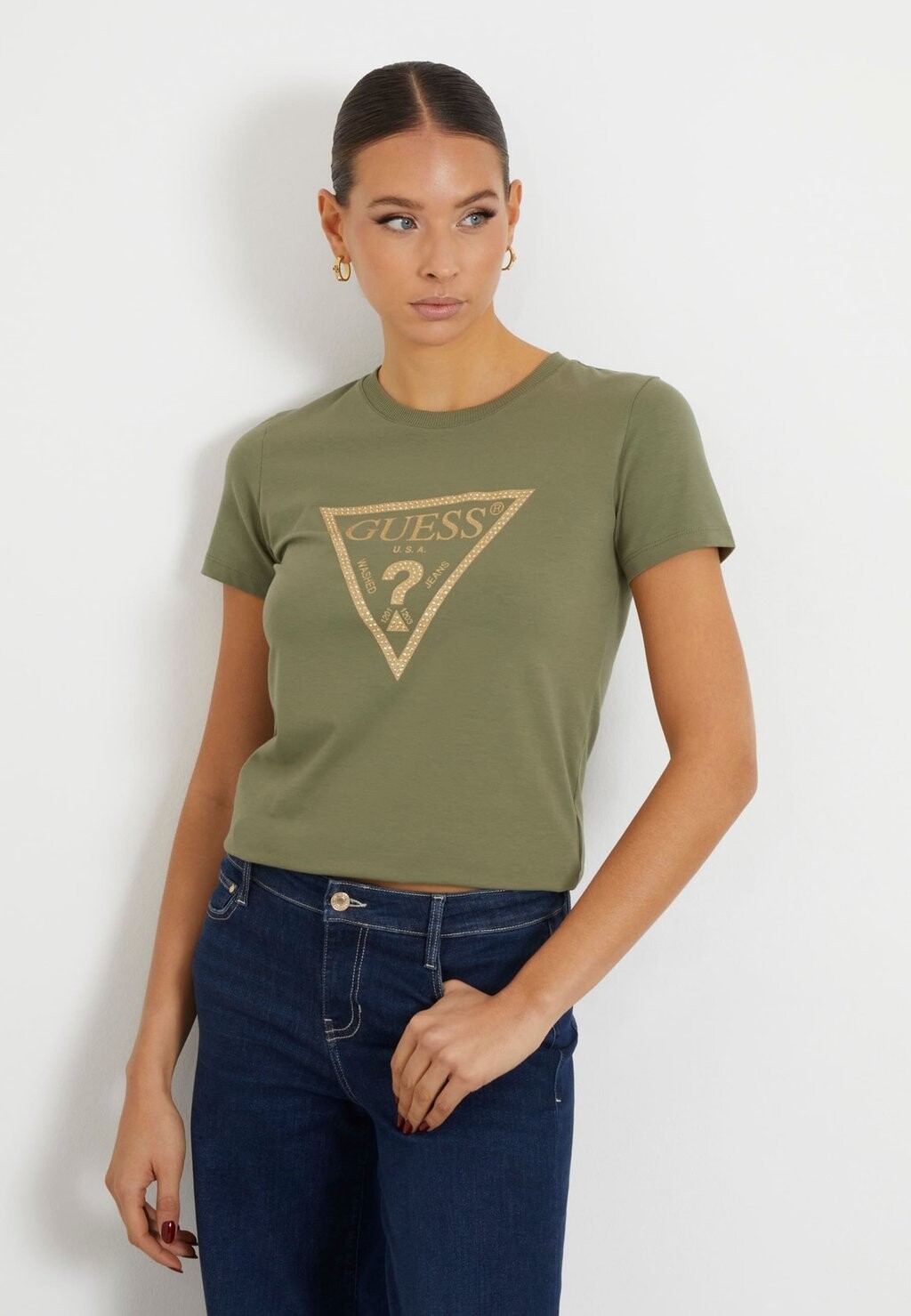 

Футболка с принтом Triangle Guess, цвет olivgrün