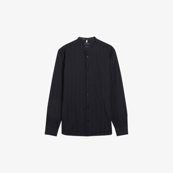 

Хлопковая рубашка классического кроя в фактурную полоску fier Ted Baker, черный