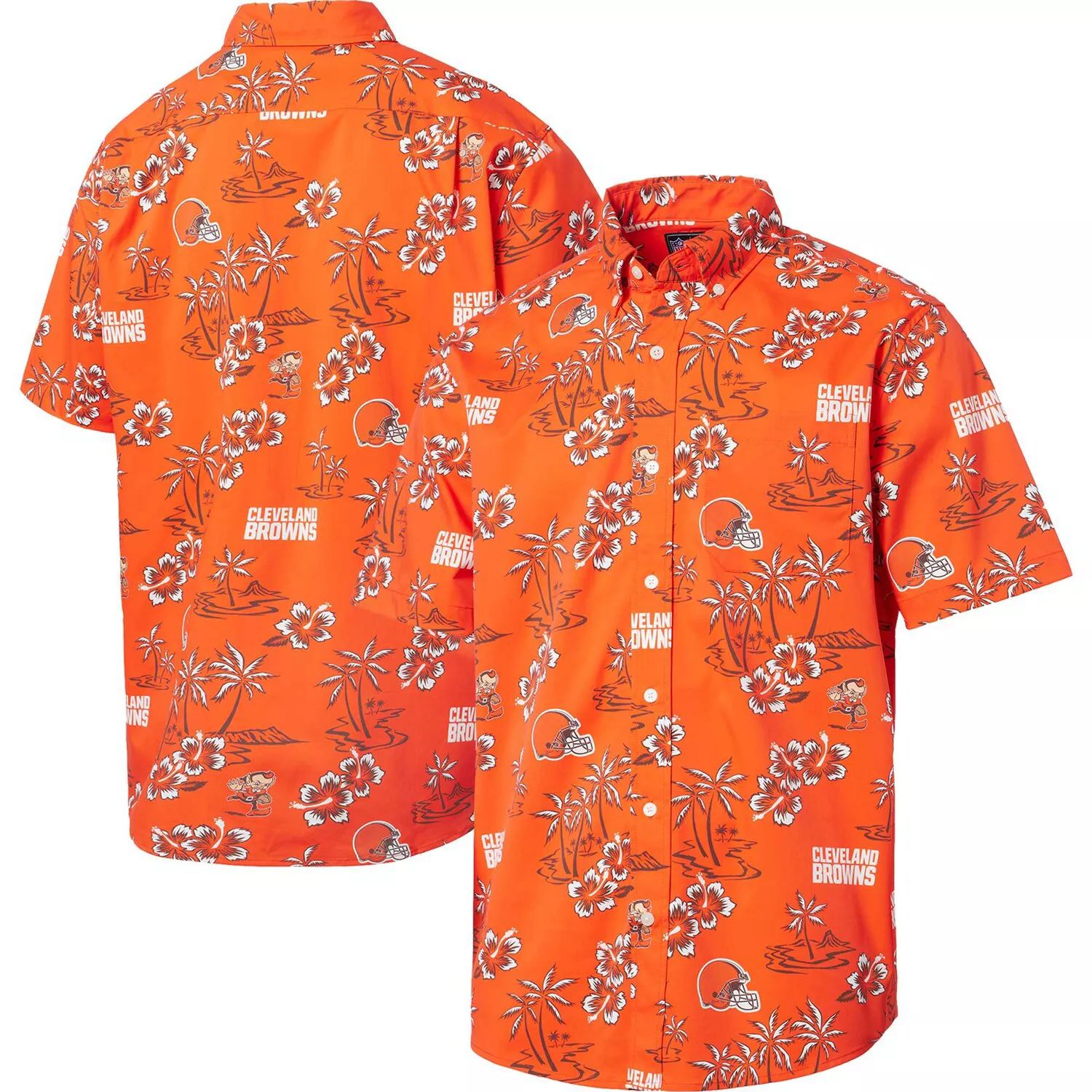 Мужская рубашка на пуговицах Reyn Spooner оранжевая Cleveland Browns Kekai