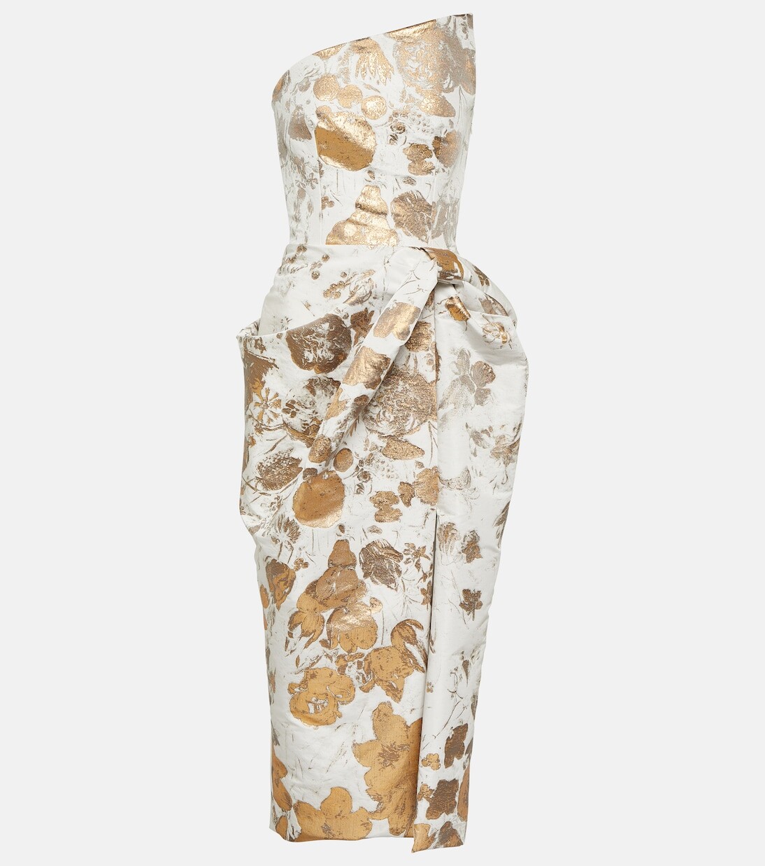 

Асимметричное парчовое платье Alexander Mcqueen, золото, Желтый