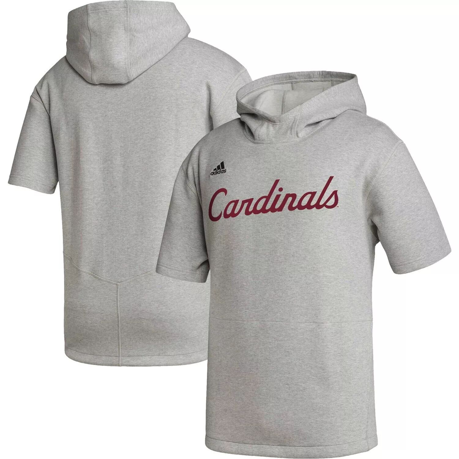 

Мужская толстовка с капюшоном и короткими рукавами Adidas Heather Grey Louisville Cardinals Modern Classics Baseball Icon Tri-Blend